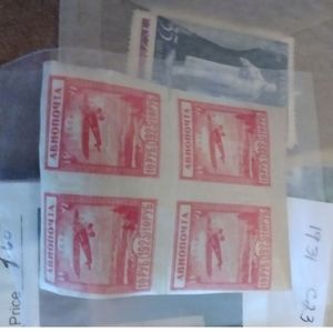 Russian air mail block of stamps and Lenin stamps